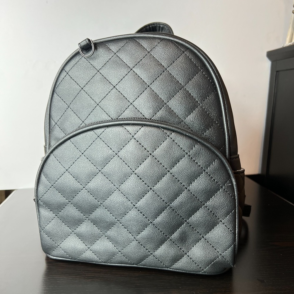 Ecosusi Mini Backpack Quilted Vegan Leather Heart Zip Pulls Travel Bag Purse